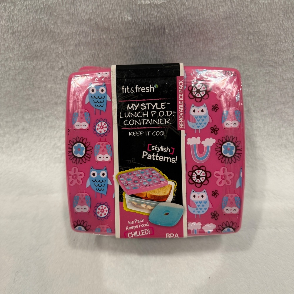 Fit & Fresh My‎ Style Lunch POD Container Pink Owl with Removable Ice Pack